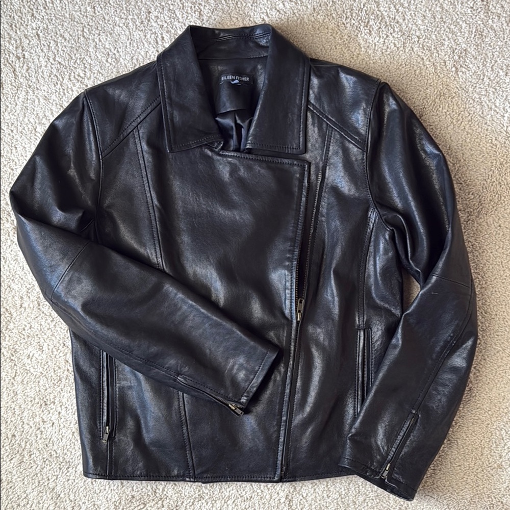 Eileen Fisher Black Leather Jacket